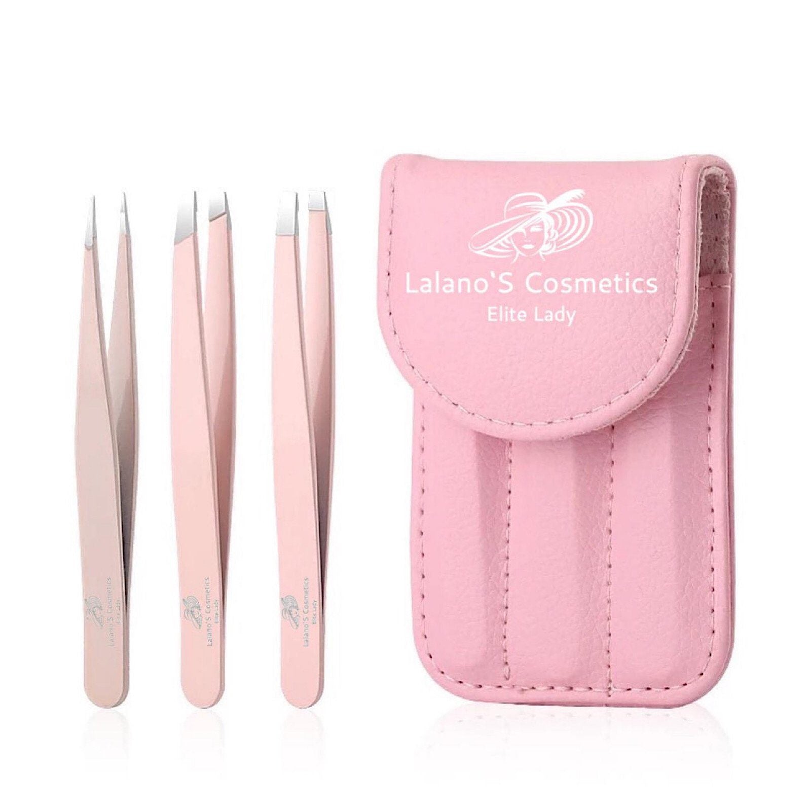 Deluxe- Pinzetten Set 4-tlg. – rosa Set mit Etui