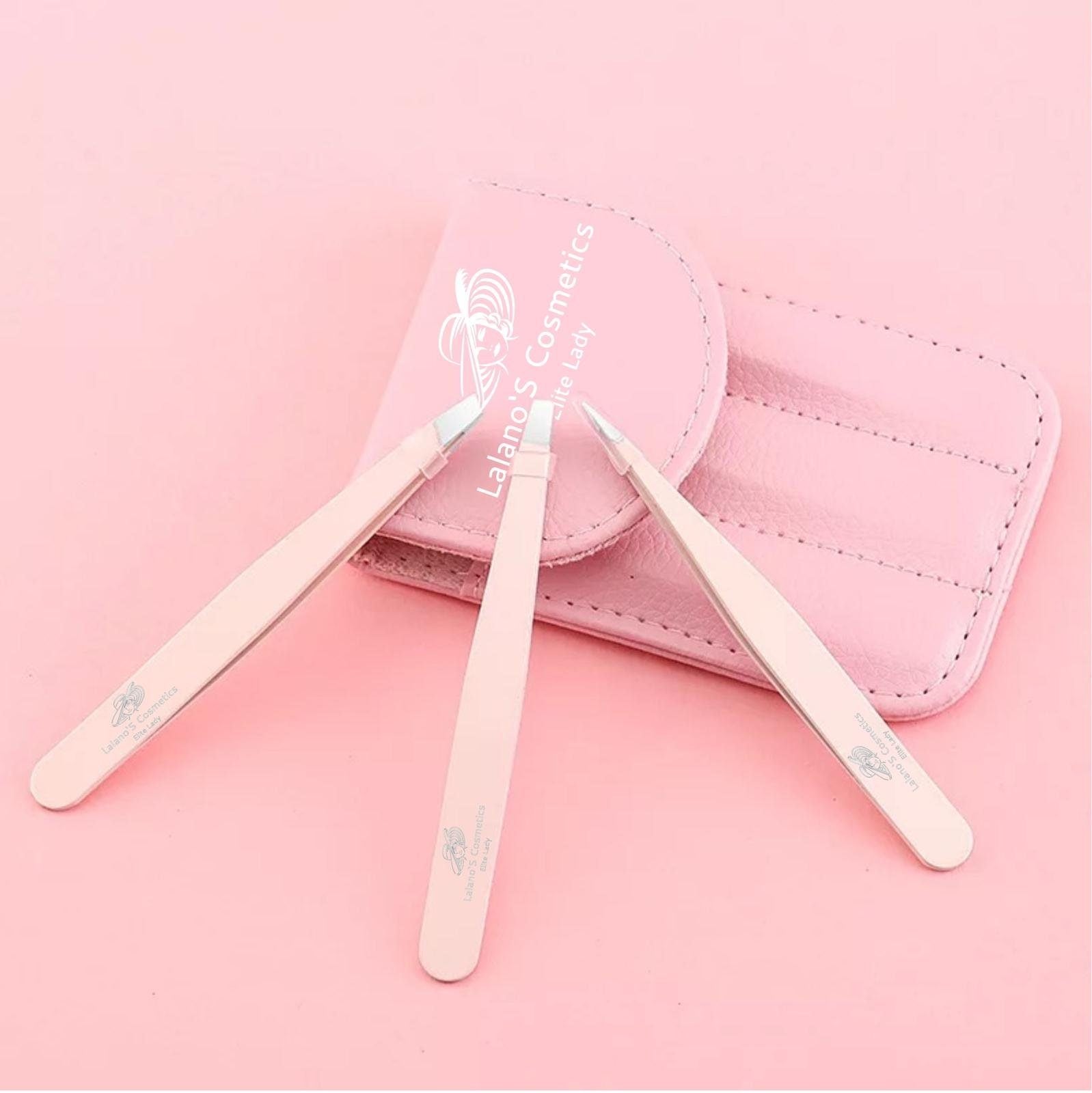 Deluxe- Pinzetten Set 4-tlg. – rosa Pinzetten auf Etui