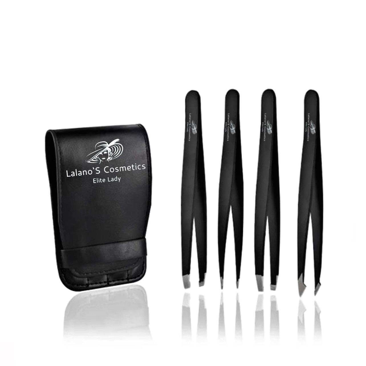 Deluxe- Pinzetten Set 5-tlg. – schwarzes Set mit Etui