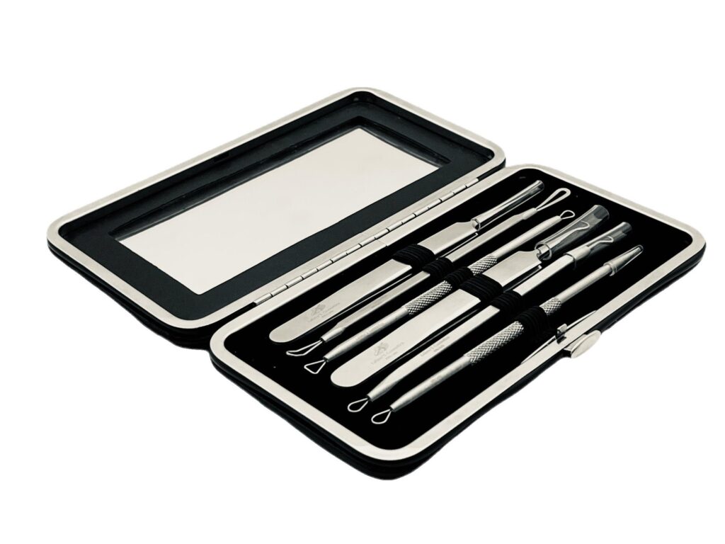 Mitesserentferner Set 7-tlg. – komplettes Set im offenen Etui