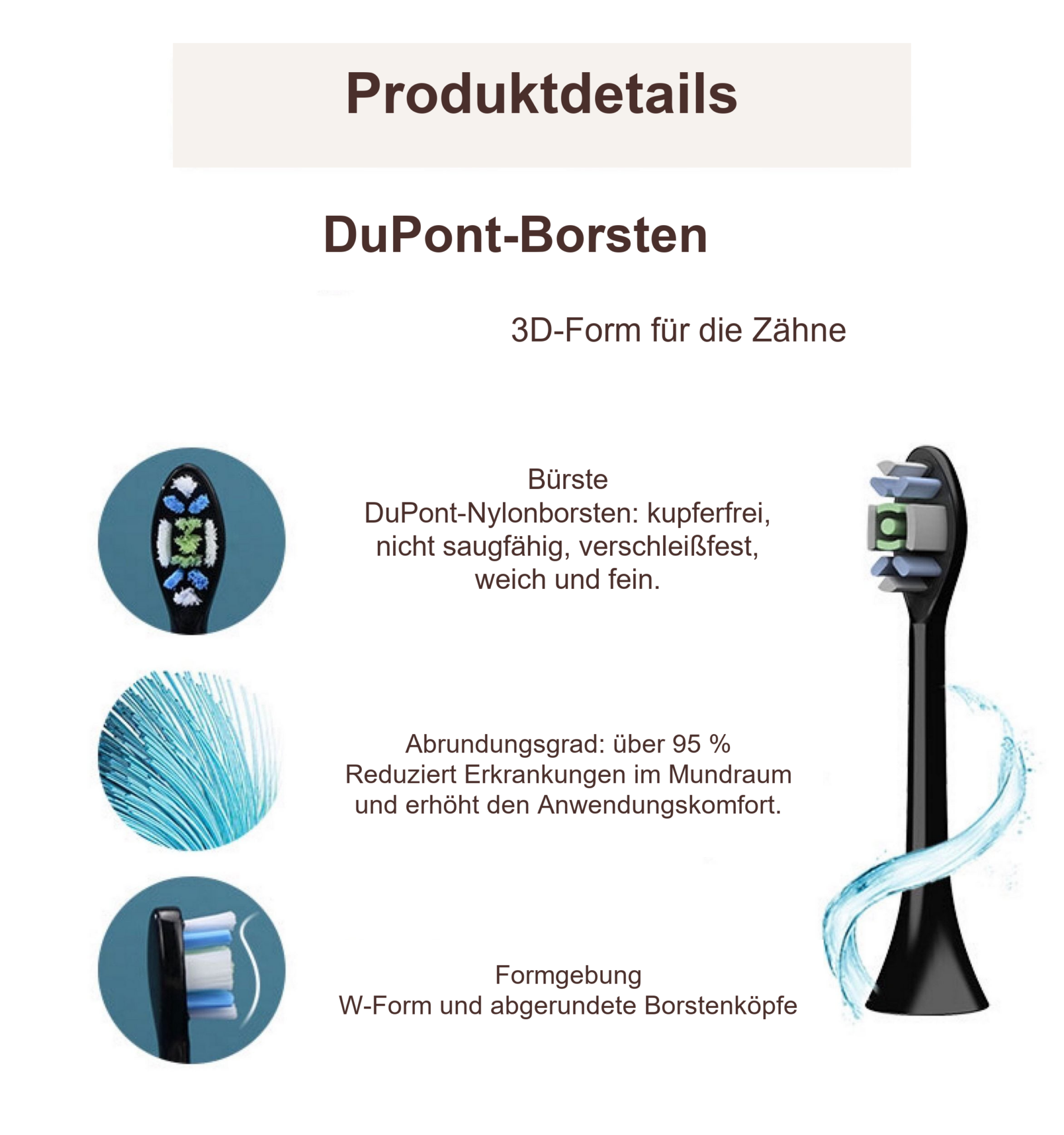 Sonic Peal-Clean Schallzahnbürste – Bürstenkopf und Borsten