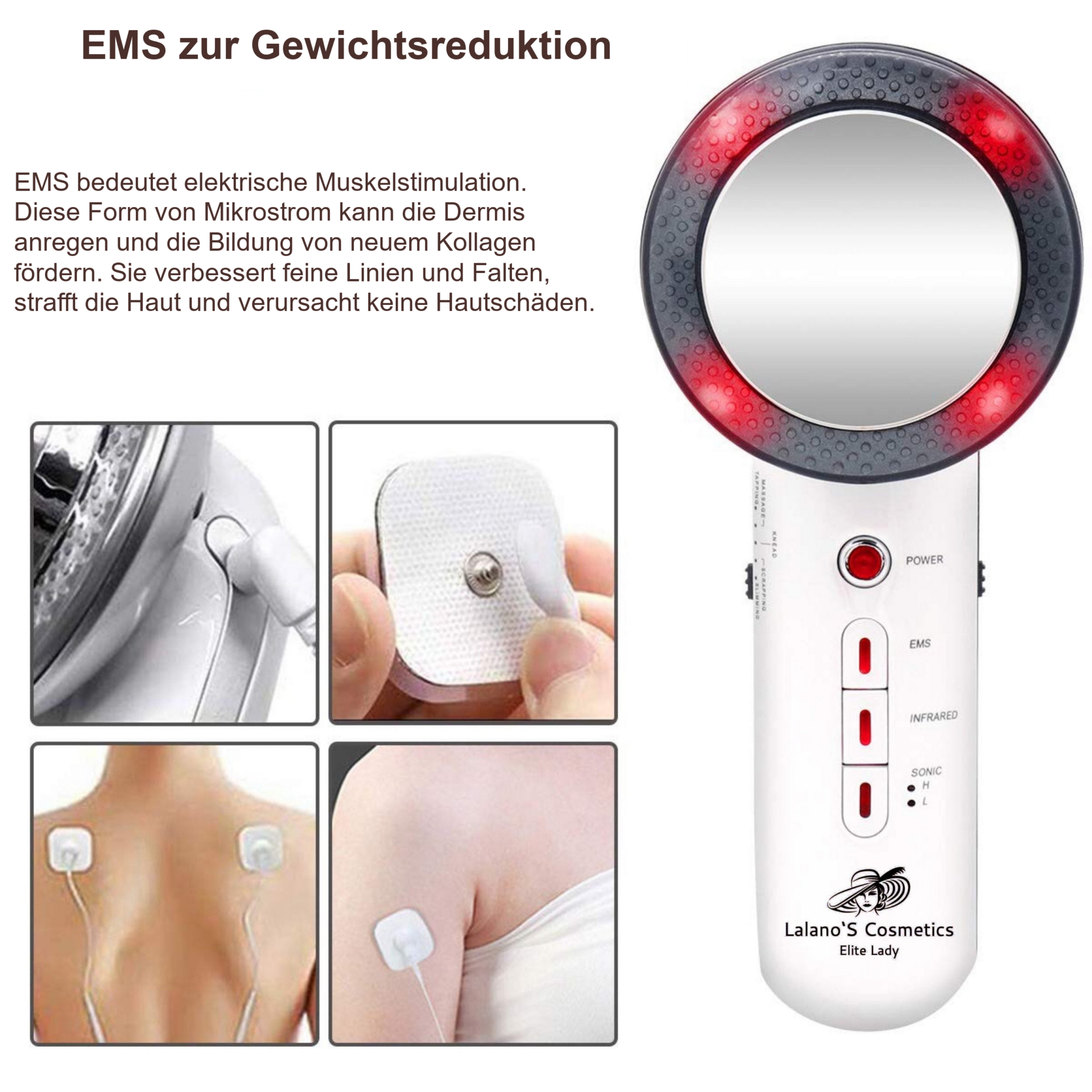 EMS-Ultraschall-Infrarot Beautyallrounder – EMS-Pads in der Anwendung