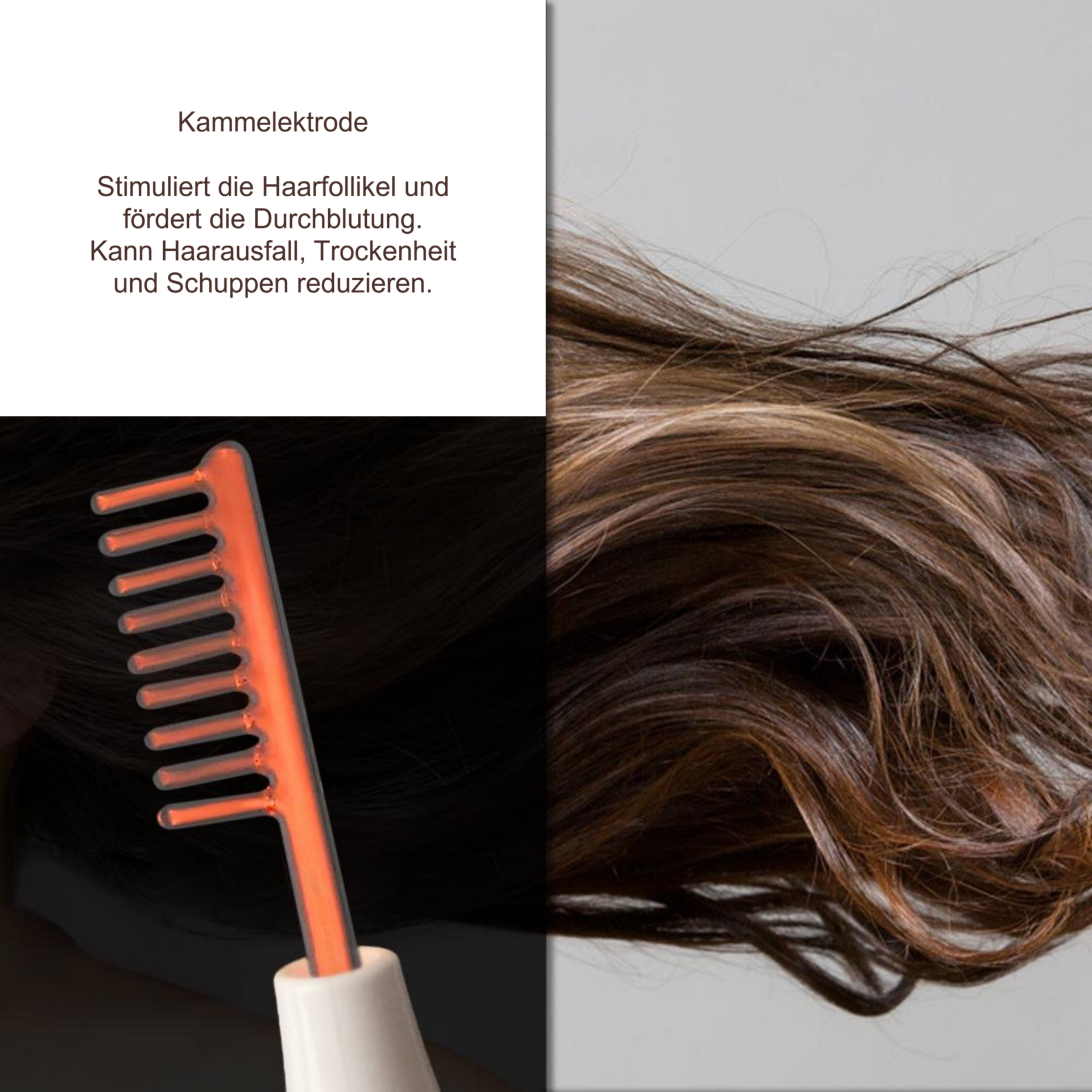 4-in-1 Hochfrequenzstab, Anti-Aging-Gerät – Kammelektrode vor Haarstruktur