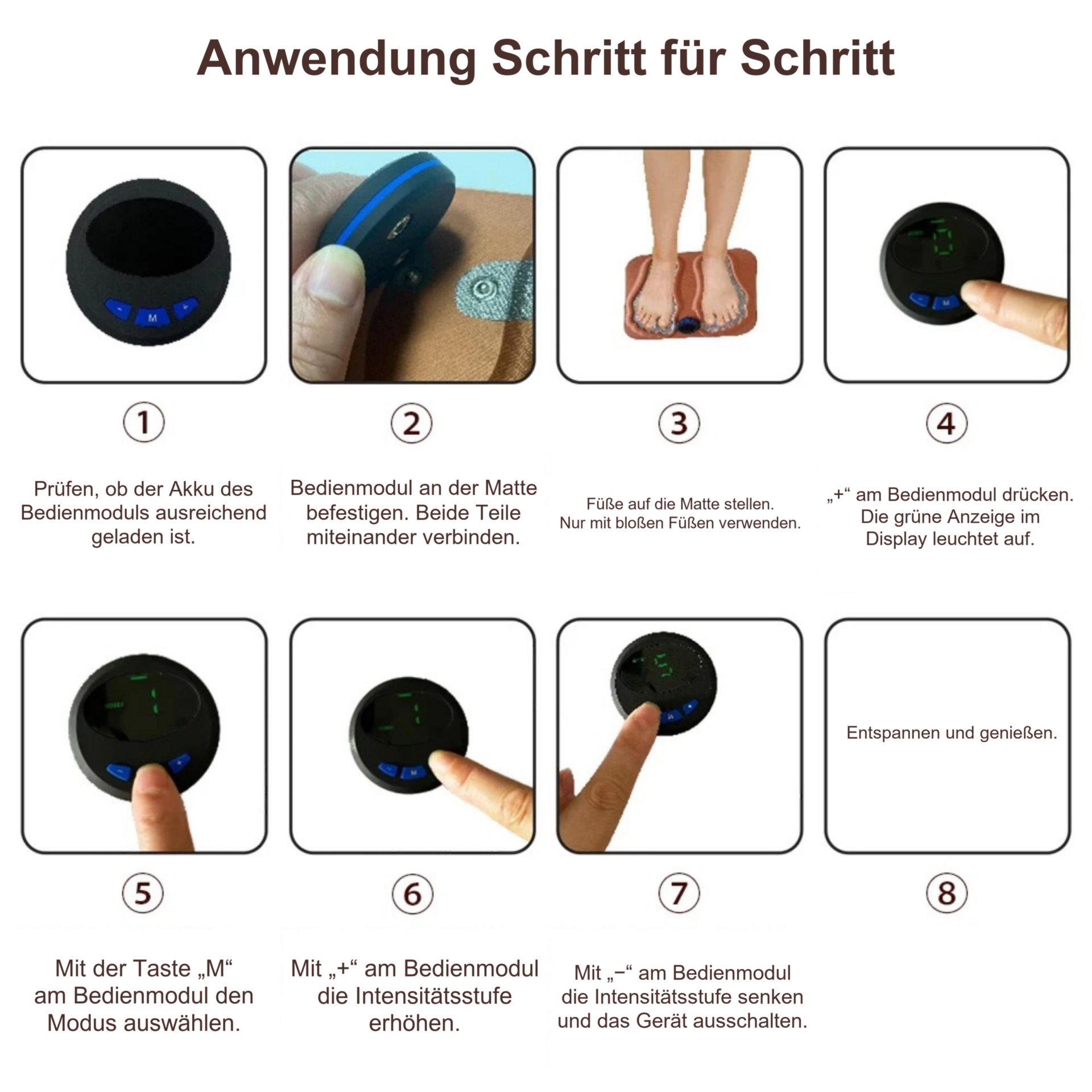Fußmassagegerät 3D Fußmassagematte – Aufbau und Bedienung