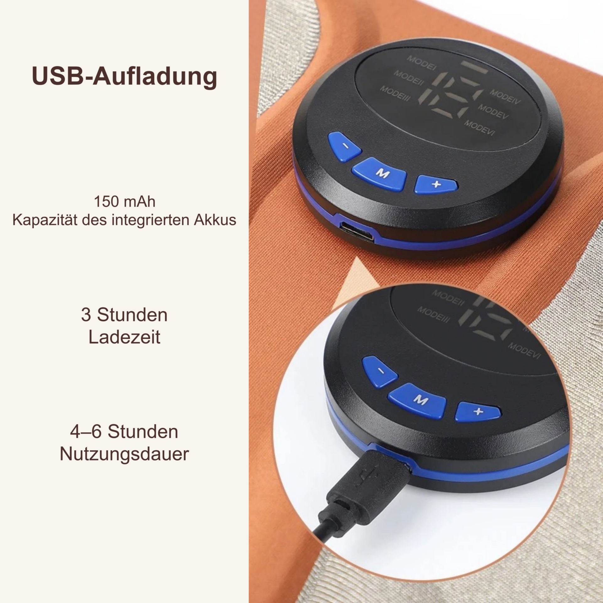 Fußmassagegerät 3D Fußmassagematte – USB-Laden des abnehmbaren Mattenmoduls
