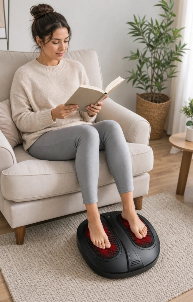 Shiatsu Fußmassagegerät mit Wärmefunktion – im Sitzen