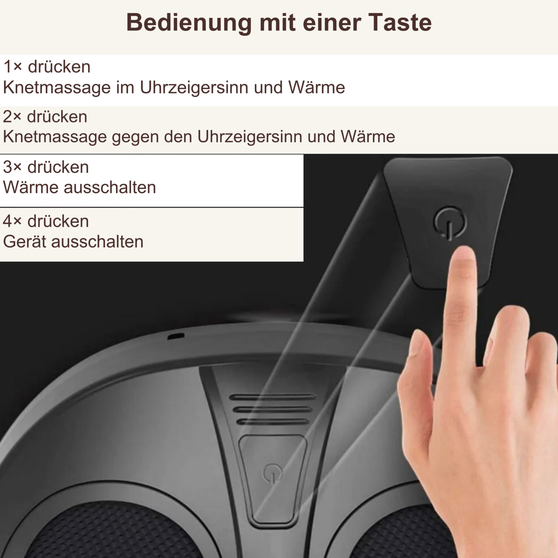 Shiatsu Fußmassagegerät mit Wärmefunktion – Ein-Knopf-Steuerung