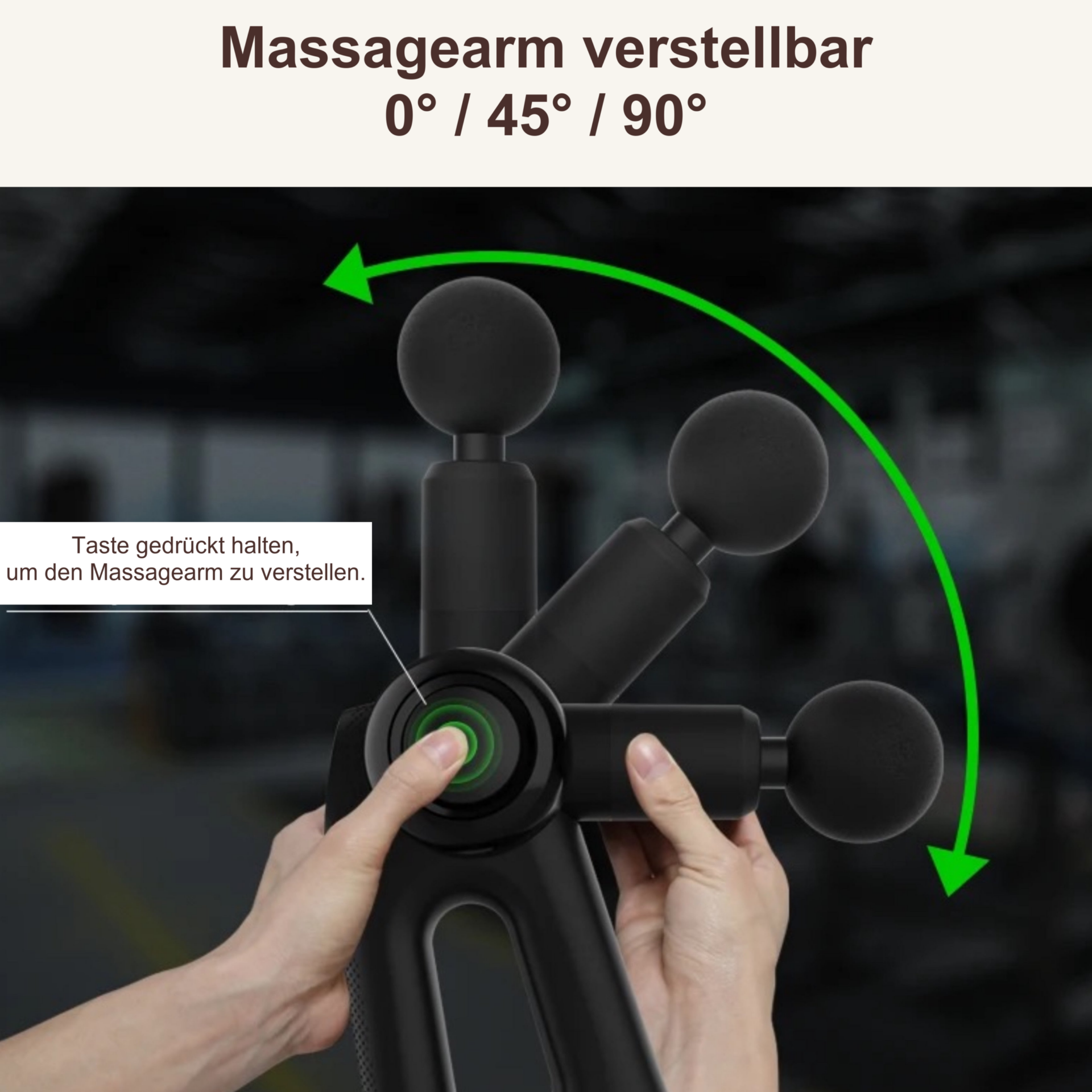 Massagepistole Ergo MassageGun – verstellbarer Gerätekopf