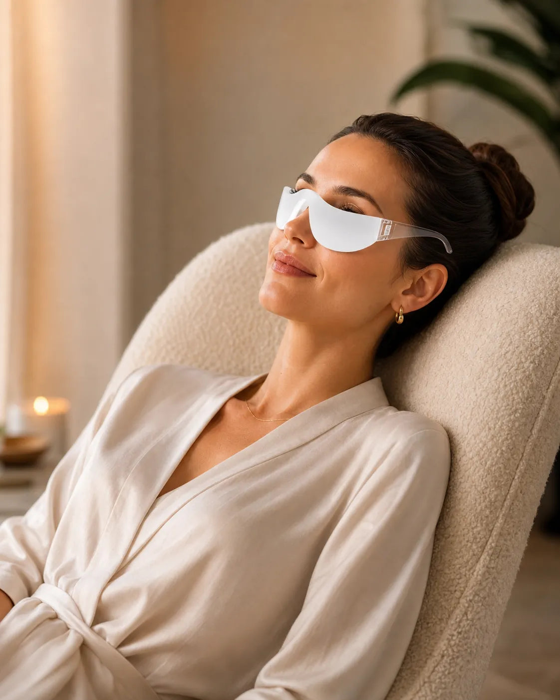 Massagegerät Lumiveo LED Augenmassage Brille mit 3 Lichtmodi, EMS & Vibration – Ruhepause