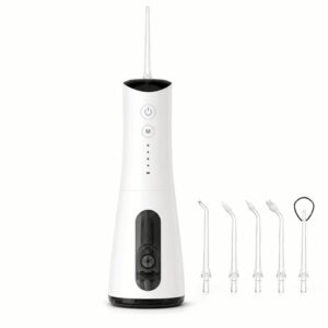 Munddusche AquaPulse Pro Kabelloser Premium Water Flosser mit 4 Modi & 5 Düsen – AquaPulse mit fünf Düsen